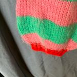 Gold & Silver: Pink & Green Crew Neck Floral Design Sweater Photo 13