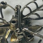 Silver Tone Flower Pin Brooch Pendant Filagree Rivet Construction Rhinestones Photo 9