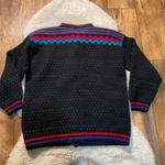 Handmade Cardigan Sweater Size Medium Knitted Black Colorful Bow Buttons‎ Womens Photo 6