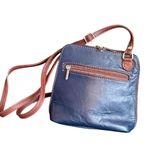 Crossbody Natural GENUINE Leather Purse Navy Blue Small Crossbody bag Photo 0