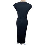 ZARA Pleated Midi Dress Cap Sleeve Size S Small Black Lightweight Slit Photo 2