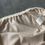 Vintage Sears Half Slip Size Large Short Length Nylon Beige Blush Lace Trim Slit Photo 4