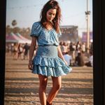 Madewell  Set Skirt N Top Tiered Mini Skirt Ditsy Floral Color V Neck Blouse 4 Photo 3