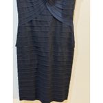Tadashi Shoji Rosette Tiered Bandage Pleated Navy Blue Dress SIZE 2 Photo 3