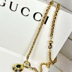 Givenchy Long Gold Plated Emerald Necklace Photo 7