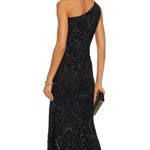 Marchesa Notte one shoulder dark navy glitter tulle evening gown size 2 NWT Blue Photo 1