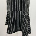 Who What Wear Asymmetrical Ruffled Hem Striped Dress Black White Size Large Photo 6