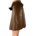 ZARA Women's Brown Faux Vegan Leather Pleated Belted Mini A-Line Skirt Size L Photo 1