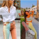 ZARA  PRINTED Mid-rise STRAIGHT LEG JEANS OMBRÉ SIZE 4 NEW Photo 2