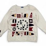 Vintage Nautical Sweater by Cambridge Dry Goods Company Size Large Red Photo 0