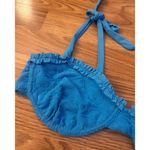 Sunday Brunch Floral Jacquard Swim Top Size Large Blue Photo 2