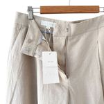 ZARA  Pleated Linen Straight Leg Pants Beige Sz L NWT Photo 6