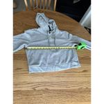 Adidas Cropped Hoodie Women's M Gray Long Sleeve Pullover Sweater 3 GreenStripes Photo 8