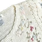 Vintage 90s Sellecca Embroidered Floral Pearl Sweater Size Small White Photo 1