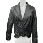 City Chic  Women's Black Faux Leather Vegan Full Zip Biker Moto Coat Jacket Sz S Photo 0