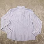 Chico's  Blue White Striped No Iron‎ Cool Max Button Up Shirt size 3 XL Career Photo 2
