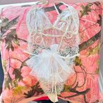 Victoria's Secret y2k 2000s white lace mesh bow bunny tail lingerie bodysuit Photo 5