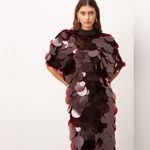 ASOS ARRANGE high neck paillette sequined fringe hem maxi dress in merlot size 2 Red Photo 10