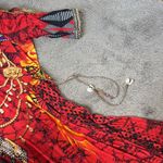 Bumble Bee Vibrant Patterned Indian Dress SIZE S Red Photo 5