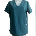 FIGS Ladies V-Neck Classic Fit Anti-Wrinkle Teal Top Size Small Photo 0