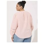 Torrid  Pink Cotton Clip Dot Lace Trim Long Sleeve Button Up Top Size 3X Photo 3