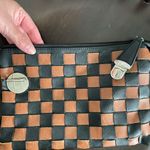 Boutique Brand Vegan Leather Black Tan Woven Crossbody Clutch Purse Bag Photo 4