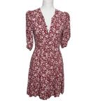 Reformation Laylin Mini Dress Women’s Size 8 Red White Floral Puff Sleeve Summer Photo 1
