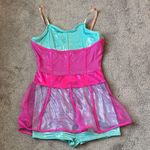 Curtain Call Costumes Aqua Green/Pink Dance Romper SIZE L Pink Size L Photo 0