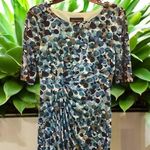 Connected Apparel Blue Sheath Cinched waist Dress Short Sleeve Crew Neck Photo 0