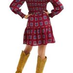 Allison Collection Smocked Puff Sleeve Kaleidoscope Dress Red Size Small NWT Photo 1