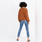 Madewell  Cable-Sleeve Boatneck Boxy Cropped Wool Sweater in Saddle Brown Size XS Photo 2