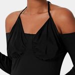 Halara  Off Shoulder Halter Backless Thumb Hole Mini Dress Black S Photo 3