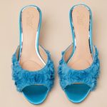 Badgley Mischka Badgley Mischa  Blue Satin Slip-on Kitten Heel Sandals(Size 5) Photo 2