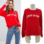 WHISTLES Cest La Vie Sweatshirt Top Red Size Medium Photo 1