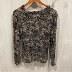 Classiques Entier Y2K silk  floral ruffle collar blouse flowy vneck black tan Photo 5