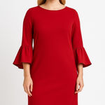 New!  red flare bell sleeve sheath‎ dress, size L, Chico's size 2 Photo 0
