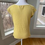 August Silk  Butter Yellow Ribbed Square Neck Cap Sleeve Knit Top Size Large Photo 3