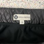 Lyla Renai Quilted Black Vegan Leather Mini Skirt Chain Detail Women’s Size S Photo 2