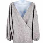 Neiman Marcus Blush Boutique Grey Long Bishop Sleeve Sweatshirt Pullover Dress Women's Small Photo 82