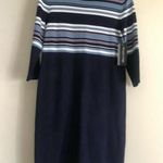 Allison Brittney  Women’s Knit Sweater Dress Size S Navy Blue Striped NWT! Photo 0