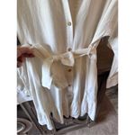 ZARA  Linen Blend Belted Shirt Dress in Ecru Size Medium Photo 6