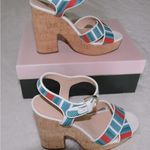 Kate Spade  Grace Striped Raffia Platforms Size 8 1/2 NIB Photo 5
