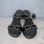 White Mountain  Black Rhinestone Open Toe Strappy 3” Wedge Sandals Size 8 Photo 1