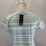 Relativity Crew Neck Striped Blue Green White Top Tee Size M NWT WITH FLAW Photo 7