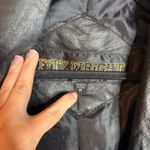 Vintage black leather long trench jacket Size M Photo 2