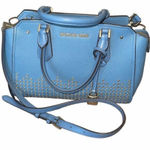 Michael Kors Michael‎ Kors Womens Leather Studded Crossbody Handbag Denim Sky Blue Medium Photo 0