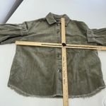 ZARA Shacket Womens X Small Green Corduroy Raw Hem Shirt Jacket Photo 6