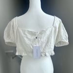 Lovers + Friends NWT Boho Eyelet Cropped White Leah Top Size XL Photo 2