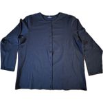 Lands' End  Plus Size 16W-18W Black Button-Up Jersey Shirt Round Neck‎ Photo 0