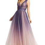Mac Duggal  Indigo Ombré Sleeveless Tulle Ball Gown Size 10 $398 20221 Photo 0